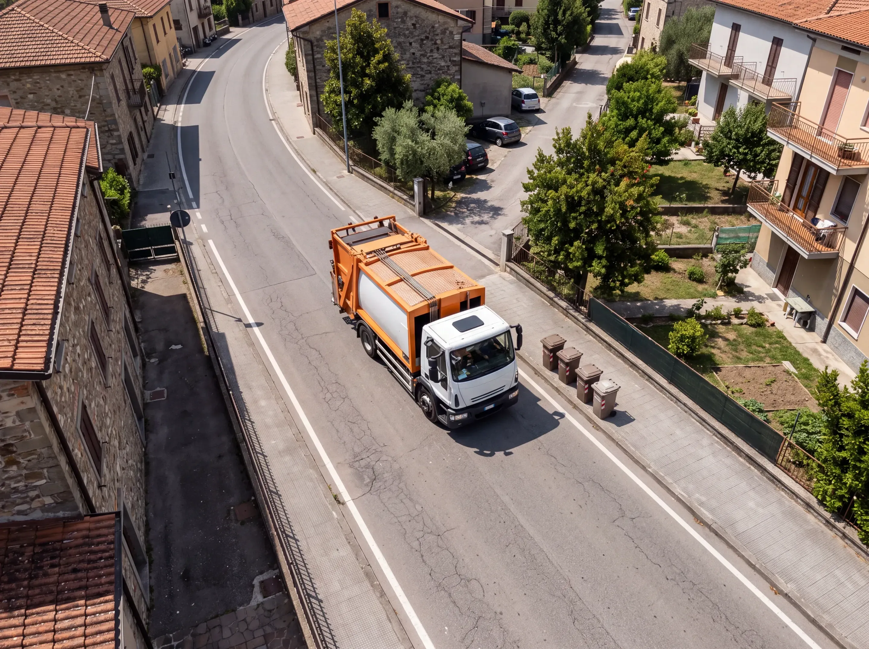 Camion raccolta rifiuti dall'alto