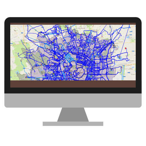 Attività tracciate con l'app all'interno di una metropoli. Ciascuna attività è esplorabile nel dettaglio.