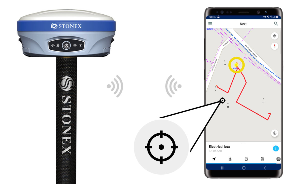 A high-performance GNSS receiver connected to Mobile GIS via Bluetooth